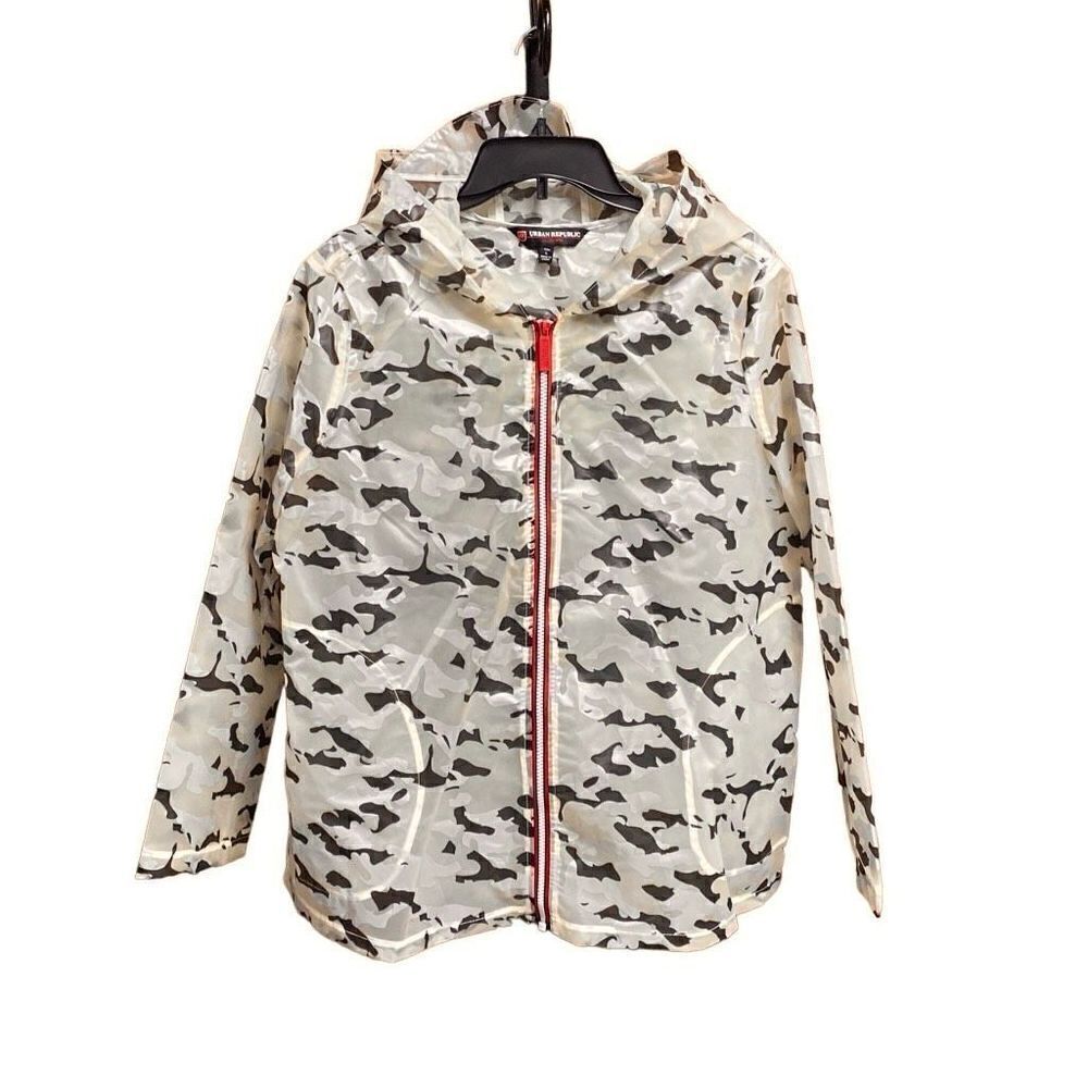 Urban Republic Collection Camo Full-Zip Hooded Rain Jacket Size Large NEW